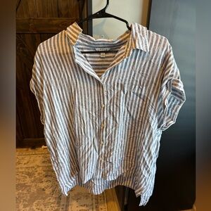 Orvis Casual Blue and White Striped Shirt